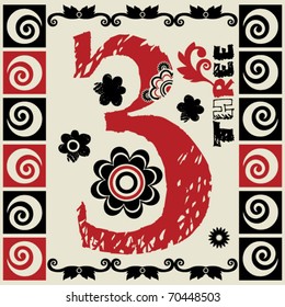 naive vector numerals, doodle number three