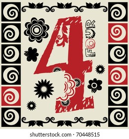 naive vector numerals, doodle number four
