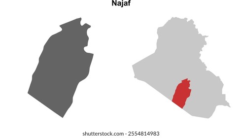 Najaf governorate blank outline map set