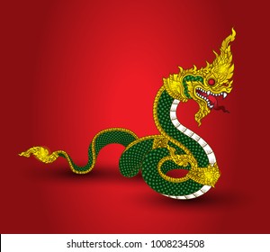 Naka Thai vintage gold big snake