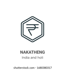 Nakatheng outline vector icon. Thin line black nakatheng icon, flat vector simple element illustration from editable india and holi concept isolated stroke on white background