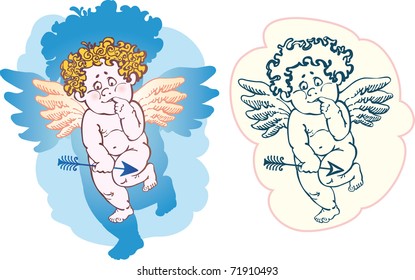naked cupid with an arrow.