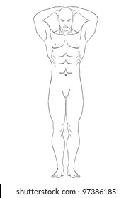Naked Man In Pose Of Atlas Vector