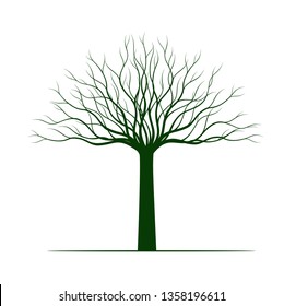 Naked Tree on white background. Vector Illustration. Garden plant.