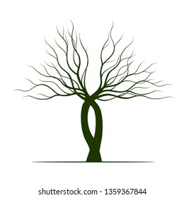 Naked Tree on white background. Vector Illustration. Garden plant.