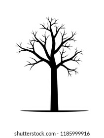 naked tree vector illustration, Nature and garden, black tree shape and Icon, winter symbol