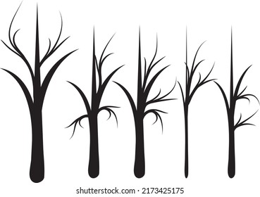 Se colocan siluetas de árboles desnudos. Ilustraciones aisladas dibujadas a mano 77.eps
