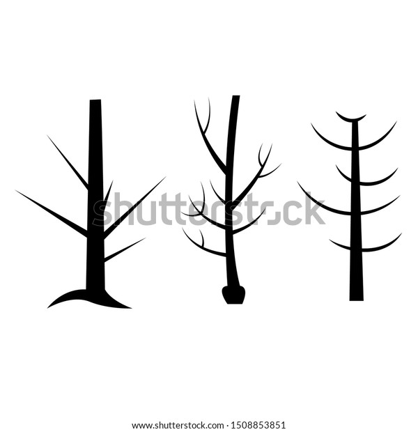 Naked Trees Silhouettes Set Hand Drawn Stock Vector Royalty Free Shutterstock