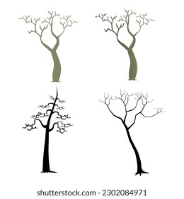 Naked trees silhouettes set.vector ilustration elements, Hand drawn isolated illustrations.vector
