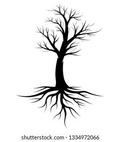 Naked trees silhouettes vector illustrations