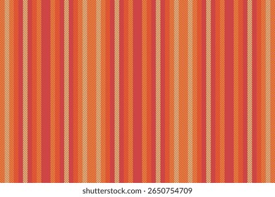 Naked vector texture textile, oriental lines vertical stripe. Rustic background fabric seamless pattern in red and orange colors palette.