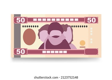 Nakfa Vector Illustration. Eritrea money set bundle banknotes. Paper money 50 NFK. Flat style. Isolated on white background. Simple minimal design.