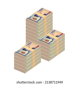 Nakfa Vector Illustration. Huge packs of Eritrea money set bundle banknotes. Paper money 100 NFK. Flat style. Isolated on white background. Simple minimal design.