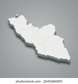 El mapa isométrico 3d de Nakhchivan es una región económica de Azerbaiyán, Ilustración vectorial