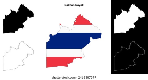 Nakhon Nayok province outline map set