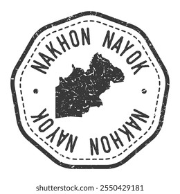 Nakhon Nayok, Tailândia Mapa Carimbo Retro Postal. Passaporte Postal Silhueta. Ícone de vetor redondo de selo. Distintivo Vintage Postage Design.