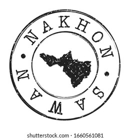 Nakhon Sawan, Thailand Map Postmark. A Silhouette Postal Passport. Stamp Round Vector Icon. Vintage Postage Designs.