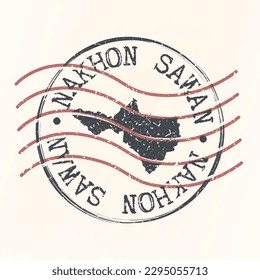 Nakhon Sawan, Thailand Stamp Map Postal. Silhouette. Passport Round Design. Vector Icon. Design Retro Travel National Symbol.