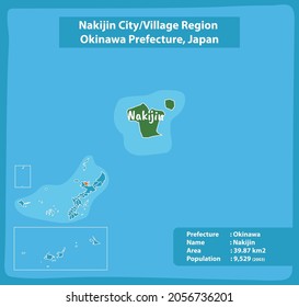 Nakijin City Village Region Okinawa Prefecture Map, Japan