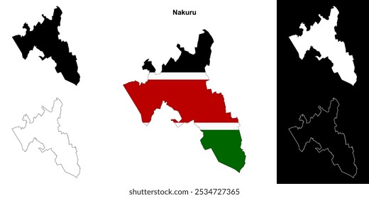 Nakuru county outline map set