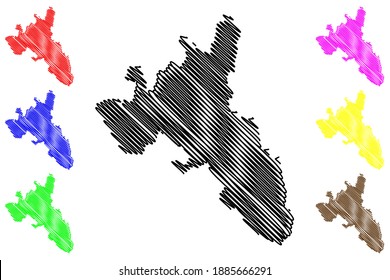 Nakuru County (Republic of Kenya, Rift Valley Province) map vector illustration, scribble sketch Nakuru map