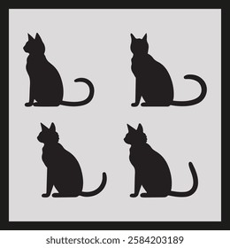 Nala cat silhouette set Clipart on a hex color background