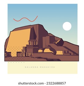 Nalanda Mahavira  -  Buddhist Monastic University  -  Icon Illustration as EPS 10 File 