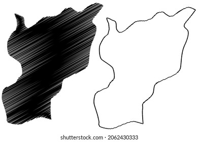 Nalbari district (Assam State, Republic of India) map vector illustration, scribble sketch Nalbari map