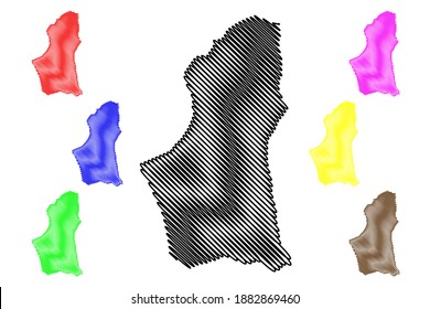 Nalut District (Districts of Libya, State of Libya, Tripolitania) map vector illustration
