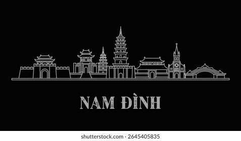 Nam Dinh Skyline Vietnam City Silhueta.