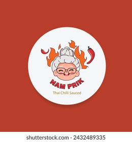 Nam Prik Thai Chili Paste Sauce Label Aufkleber und Banner Aufkleber . Logo Vektor Design.