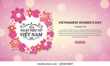 Ngày phụ NVNView Vivifumennam oder vietnamesischer Frauentag Hintergrund mit Blumendekoration und rosafarbener Außenwelt mit Sternen