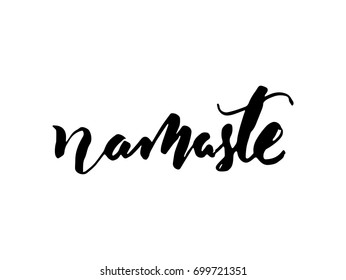 Namaste Brush Lettering. Hello in Hindi Concept. Modern Brush Calligraphy.
