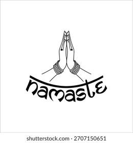 Namaste gesture vector hand drawn