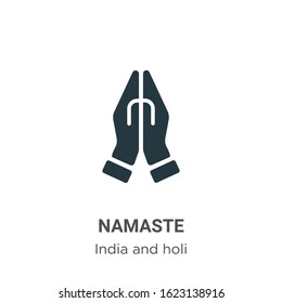 Namaste glyph icon vector on white background. Flat vector namaste icon symbol sign from modern india and holi collection for mobile concept and web apps design.