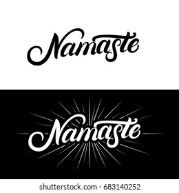 Namaste hand written lettering quote. Calligraphy phrase for invitation and greeting card, tee prints and posters. Vector illustration.