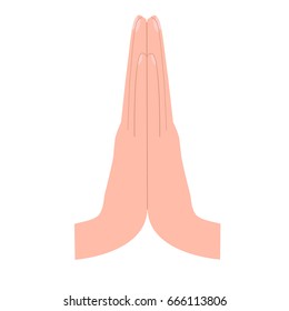 Namaste. Hands flat vector illustration
