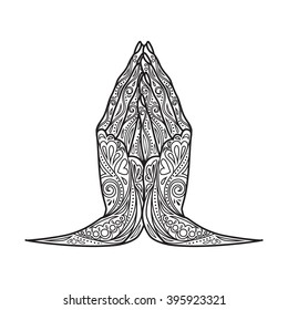 namaste, hands, vector illustration