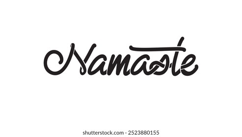 Namaste Handwritten Text Illustration Vector: Beautifully Crafted Design Perfect for Wellness Branding, Yoga Classes, Spiritual Retreats, and Inspiring Social Media Content to Promote Inner Peace