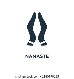 Namaste icon. Black filled vector illustration. Namaste symbol on white background. Can be used in web and mobile.