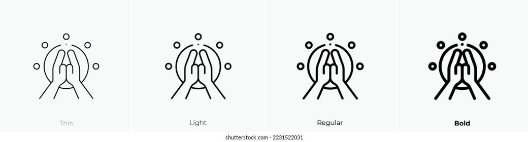 namaste icon. Thin, Light Regular And Bold style design isolated on white background