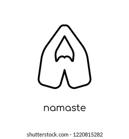 Namaste icon. Trendy modern flat linear vector Namaste icon on white background from thin line india collection, editable outline stroke vector illustration