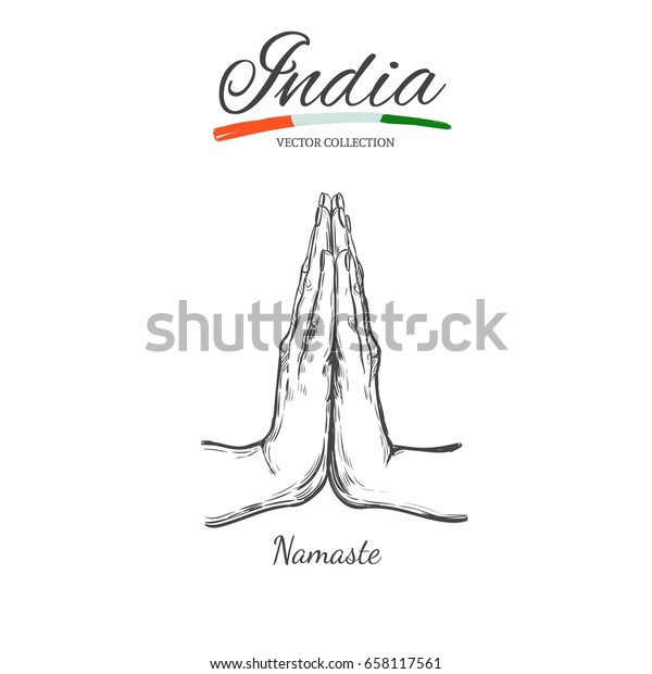 Namaste Indischer Mudra Spiritualitat Indien Yoga Vektor Stock Vektorgrafik Lizenzfrei