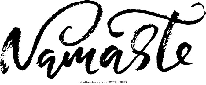 Namaste. Indian word. Modern brush lettering. Handwritten calligraphic design. Typography banner. Vector illustration.