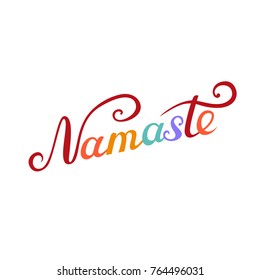 Namaste lettering. Hello in Hindi. Lettering design. ?olorful letters Namaste. Image for T-shirt.