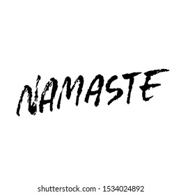 Namaste modern dry brush lettering on mandala pattern background. Yoga typography poster. Vector illustration.