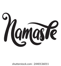Namaste text isolated on transparent background. Hand drawn vector art