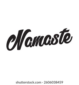 Namaste text on white background.