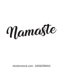 Namaste text on white background.
