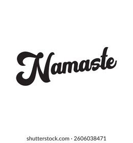 Namaste text on white background.